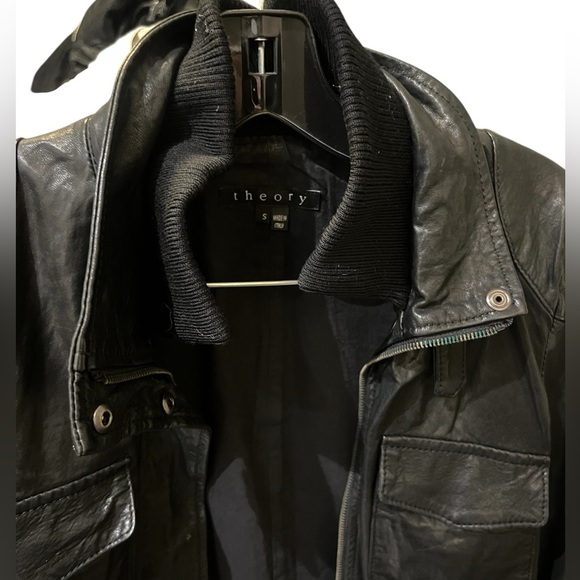 Black aviator Leather Jacket - Picture 14 of 15